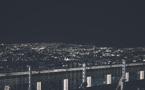 从高楼俯瞰大阪夜景